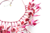 FLORESCENT SILKY COCOONS in bordeaux - Handmade Necklace